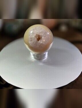 Cream Quartz Agate Geode Sphere